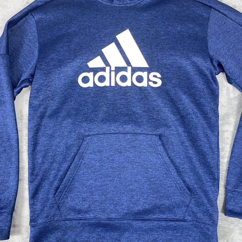 Adidas‎ Hooded Sweatshirt Adult Small Blue White Climawarm Mesh Lined *no String